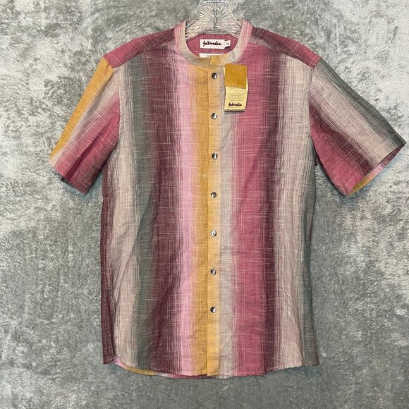Fabindia Men Multicolored Slim Printed Casual Button Short Sleeve Shirt XS NWT - Picture 1 of 13